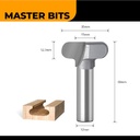 MASTER BIT MATA PROFIL ROUTER DOOR PANEL CHAMFER T-SHAPED 12X35MM