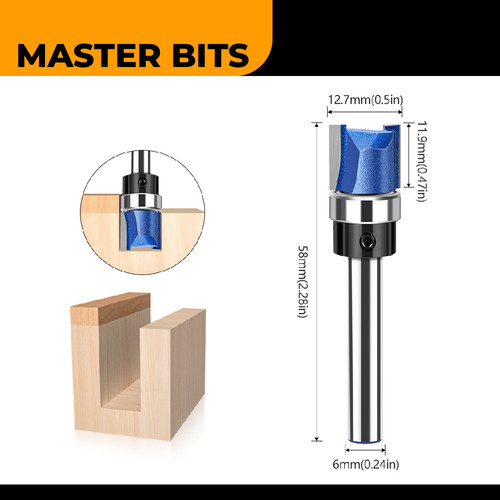 MASTER BIT MATA PROFIL ROUTER LURUS SINGLE BEARING STRAIGHT 6X1/2X11.9