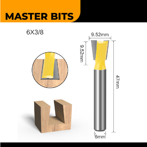 MASTER BIT MATA PROFIL ROUTER DOVETAIL JOINT CUT 6MMX3/8"