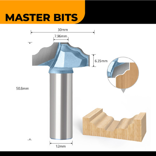 MASTER BIT MATA PROFIL ROUTER BILATERAL 3-ARC DOOR PANEL TABLE 12X30MM