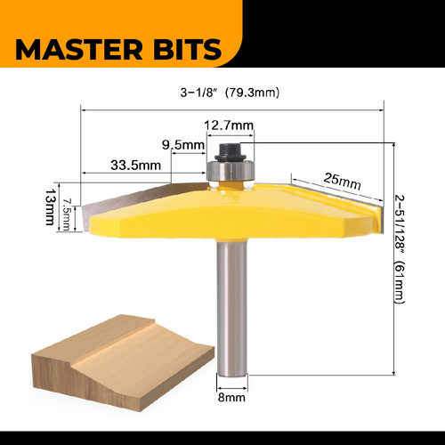MASTER BIT MATA PROFIL ROUTER TAPER BEVEL EDGE CABINET DOOR PANEL 8MM