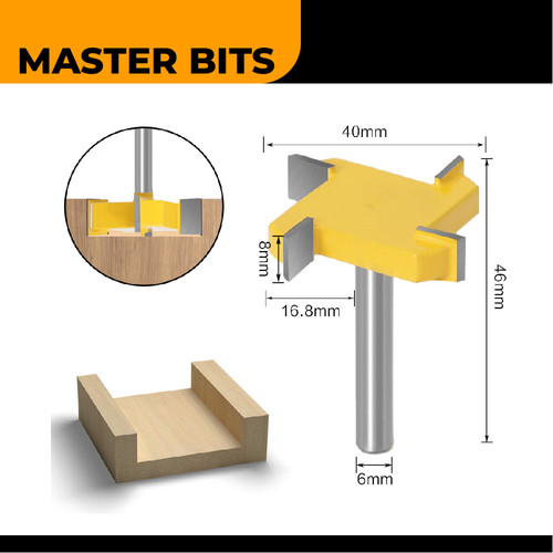 MASTER BIT MATA PROFIL ROUTER GROOV FOUR-EDGED T-CUTTER 6MMX40MMX5/16"