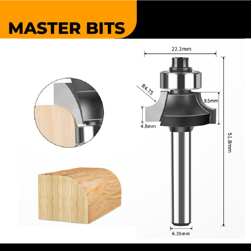 MASTER BIT MATA PROFIL ROUTER 45° CHAMFERING CUT BEVEL CUTTER 1/4X3/8"
