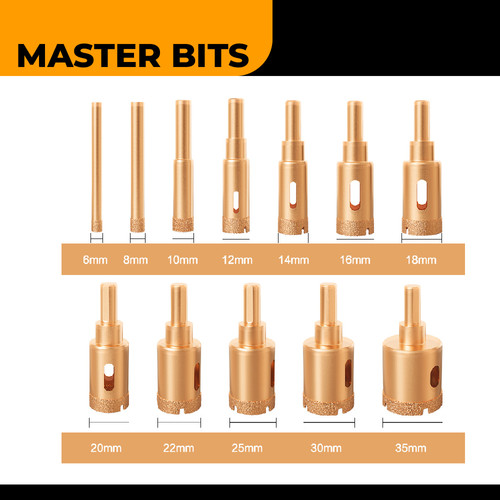 MASTER BIT MATA BOR M10 HOLE OPENER STONE MARBLE GRANITE SET
