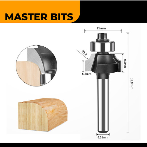 MASTER BIT MATA PROFIL ROUTER 45° CHAMFERING CUT BEVEL CUTTER 1/4X1/4"