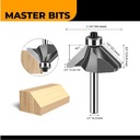 MASTER BIT MATA PROFIL ROUTER 45° CHAMFERING CUT BEVEL CUTTER 1/4X1"