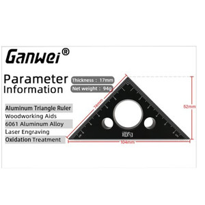 GANWEI 0063 PENGGARIS SEGITIGA PROTACTOR MITTER SPEED SQUARE RULLER