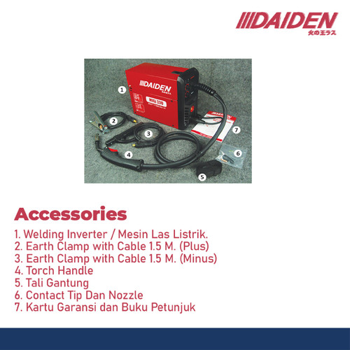 DAIDEN MIGI 130 MESIN LAS INVERTER MIG CO2 TANPA GAS WELDING MACHINE