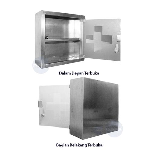 Kotak P3K / Lemari Obat Besi Kaca Stainless 30 X 30 X 12 Tonata / TNT-BP3K01
