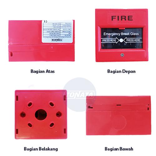 Red Emergency Break Glass Fire Alarm Tonata / Tombol Darurat Kebakaran