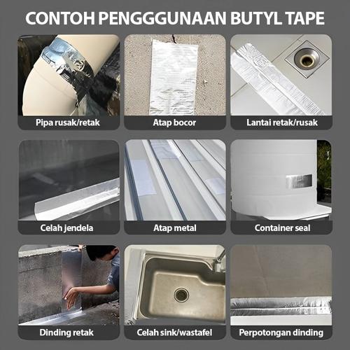 Lakban Anti Bocor Lem Anti Air Tonata / Alumunium Foil Butyl Tape 5 cm x 3 m