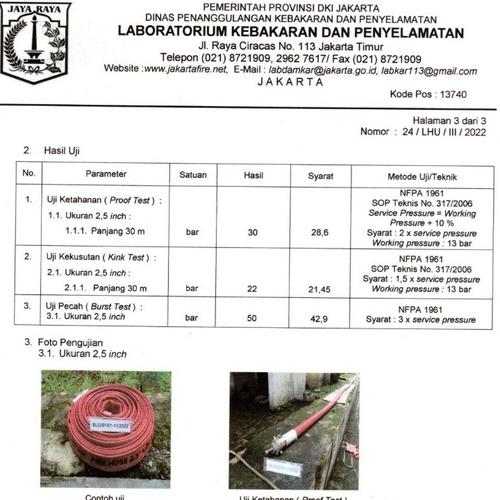 Fire Hose Rubber VDH Tonata 2.5" x 30m / Selang Pemadam 30 m