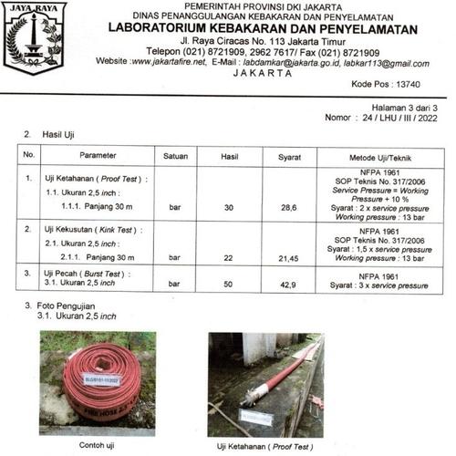 Fire Hose Rubber VDH Tonata 1.5" x 30m / Selang Pemadam 30 m