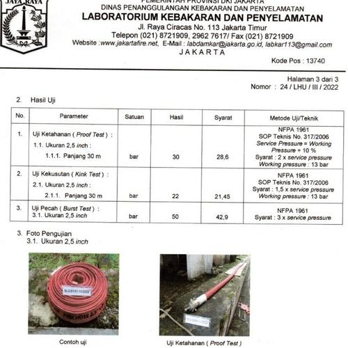 Fire Hose Rubber VDH Tonata 1.5" x 20m / Selang Pemadam 20 m