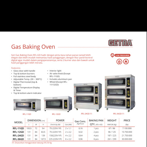 GAS BAKING OVEN RFL 36 GD