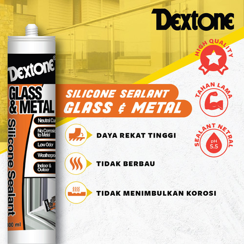 Lem Kaca Dextone Silicone Sealant Tabung Netral 300ml