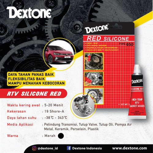 Lem Gasket Silicon Red Dextone - 30Gr