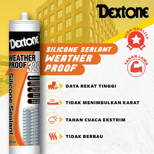 Lem Kaca Dextone Silicone Sealant Weather Proof 328 ( 300 ml ) - BOX