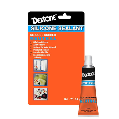 Lem Kaca Dextone Silicone Sealant Netral 30 Gr - 1 BOX 12 PCS