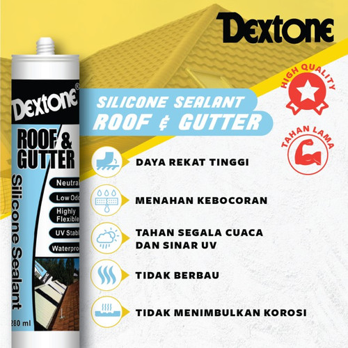Lem Kaca Dextone Silicone Sealant Roof & Gutter 280 ml - BOX