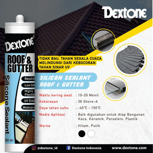 Lem Kaca Dextone Silicone Sealant Roof & Gutter 280 ml - BOX
