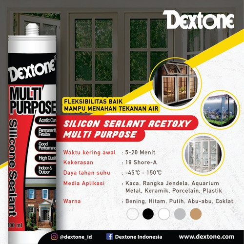 Silicone Sealant Tabung Dextone Asam 300ml - Box