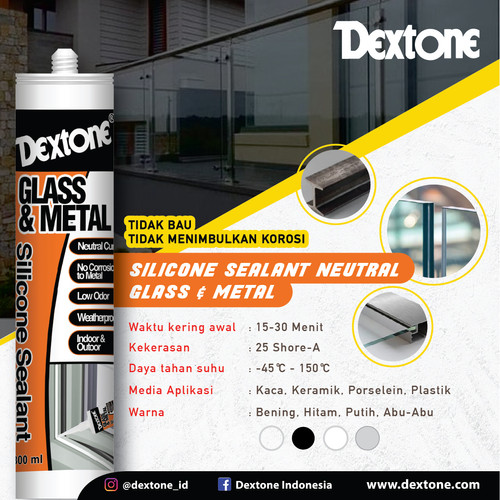 Lem Kaca Dextone Silicone Sealant Tabung Netral 300ml(beli 5 gratis 1)