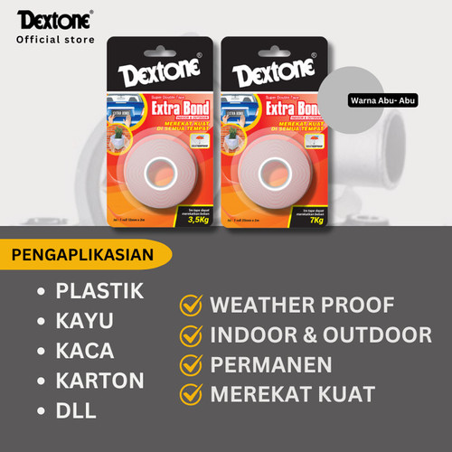Lem Double Tape Weather Proof Dextone Extrabond Merah 12mm dan 25 mm - BOX