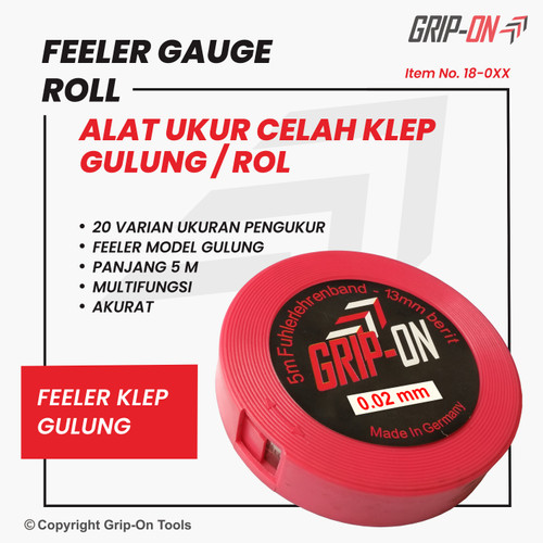 Grip-On Feeler Gauge Roll Alat Ukur Celah Klep Gulung / Rol 5 Meter