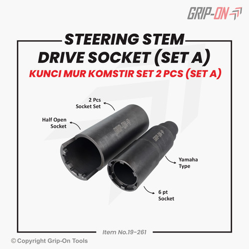 GRIP-ON STEERING STEM 2 PCS DRIVE SOCKET (SET A) KUNCI MUR KOMSTIR SET 2 PCS TREKER KOMSTIR MOTOR YAMAHA
