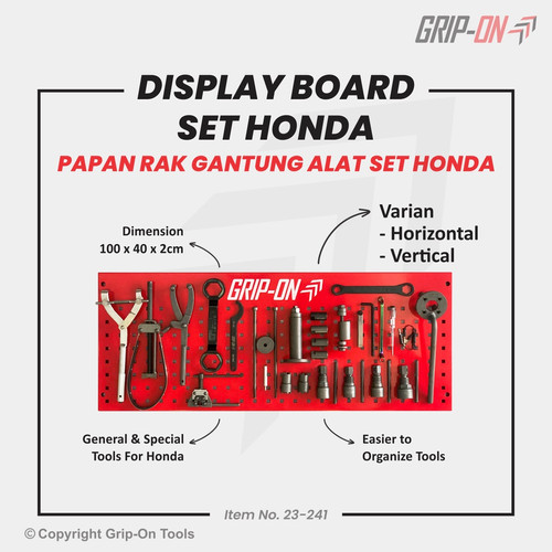 PAKET TOOL SET HONDA BASIC REPAIR TOOLS SET + DISPLAY BOARD GRIP-ON