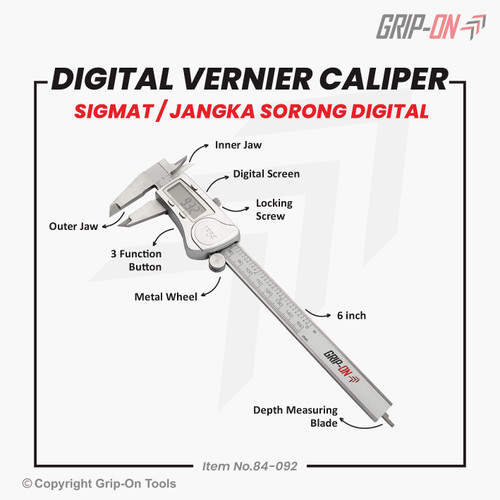 GRIP-ON DIGITAL VERNIER CALIPER SIGMAT / JANGKA SORONG DIGITAL 6 INCH