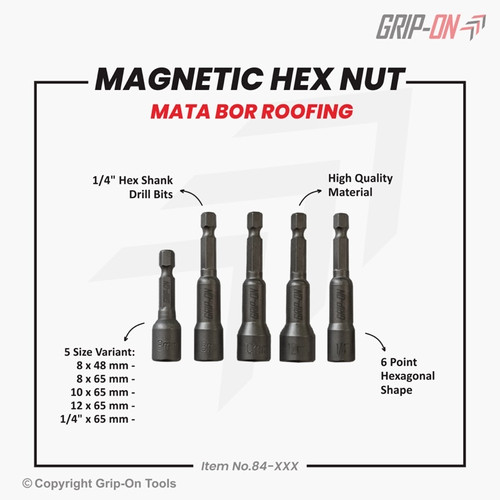 GRIP-ON MAGNETIC HEX NUT (1 BOX) / BAUT MATA BOR ROOFING / NUT SETTER