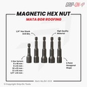 GRIP-ON MAGNETIC HEX NUT (1 BOX) / BAUT MATA BOR ROOFING / NUT SETTER