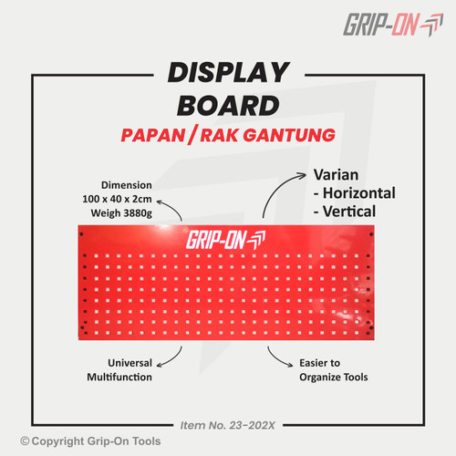 GRIP-ON PAPAN RAK PAJANGAN / DISPLAY BOARD WITH HOOK / SHELF ORGANIZER