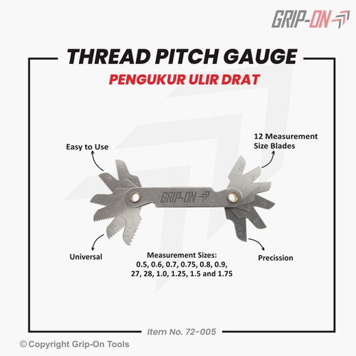 GRIP-ON ALAT UKUR ULIR DRAT - THREAD PITCH GAUGE GRIP ON