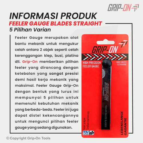 GRIP-ON ALAT UKUR CELAH FEELER FULLER GAUGE 15 BLADES 0.02 - 0.25 MM
