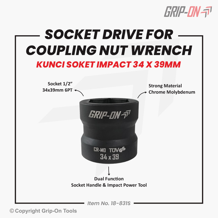 MATA SHOCK IMPACT MUR CVT 34 X 39 - KUNCI SOK MUR KOPLING CVT 34X39 MM