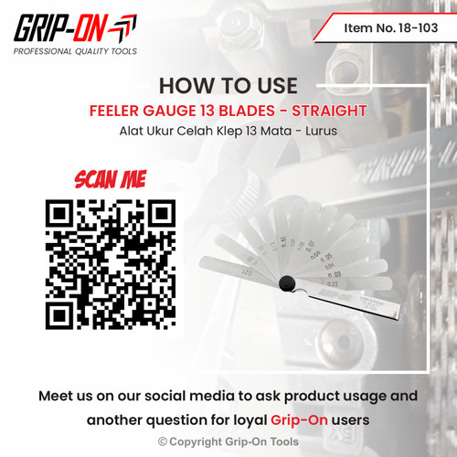 GRIP-ON ALAT UKUR CELAH FEELER FULLER GAUGE 13 BLADES 0.03 - 0.23 MM