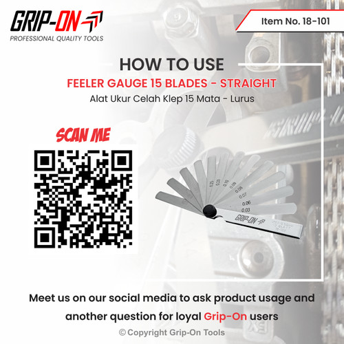 GRIP-ON ALAT UKUR CELAH FEELER FULLER GAUGE 15 BLADES 0.02 - 0.25 MM
