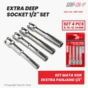 GRIP-ON PAKET DEEP SOCKET 1/2" EXTRA LONG SET 4 PCS - GRIP-ON SET MATA SOK EXTRA PANJANG 4 PCS UKURAN 8MM 10MM 12MM 14MM