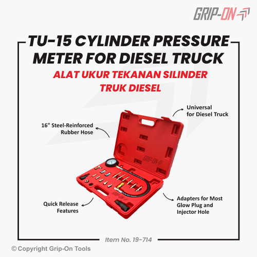 GRIP-ON CYLINDER PRESSURE METER FOR DIESEL TRUCK TU-15 MOBIL 19-714