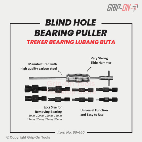 GRIP-ON BLIND HOLE BEARING PULLER SET ALAT LEPAS CABUT BEARING DALAM