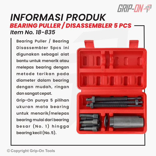 GRIP-ON 18-835 BEARING DISASSEMBLER 5PCS BEARING PULLER TREKER BEARING
