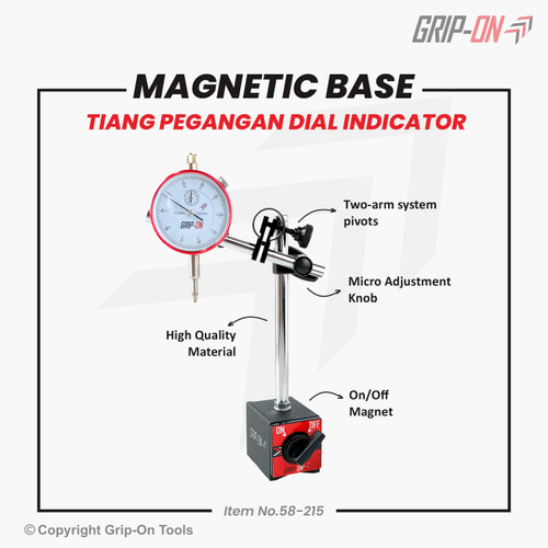 GRIP-ON MAGNETIC BASE TIANG PEGANGAN DIAL INDICATOR