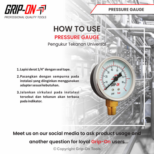 GRIP-ON PRESSURE GAUGE - ALAT UKUR TEKANAN - MANOMETER 16 BAR