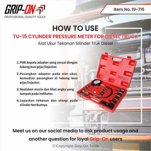 GRIP-ON CYLINDER PRESSURE METER FOR DIESEL TRUCK TU-15 TEKANAN 19-715