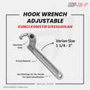 GRIP-ON HOOK WRENCH ADJUSTABLE KUNCI KOMSTIR FLEXIBLE 1 1/4 - 3 IN