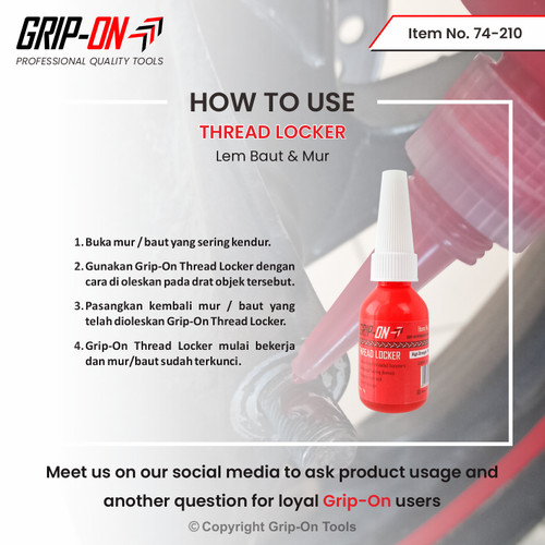 GRIP-ON THREAD LOCKER LEM BAUT DAN MUR 10g