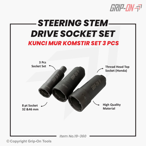 GRIP-ON STEERING STEM SETTING TOOL SET 3 PCS UNTUK MOTOR HONDA YAMAHA